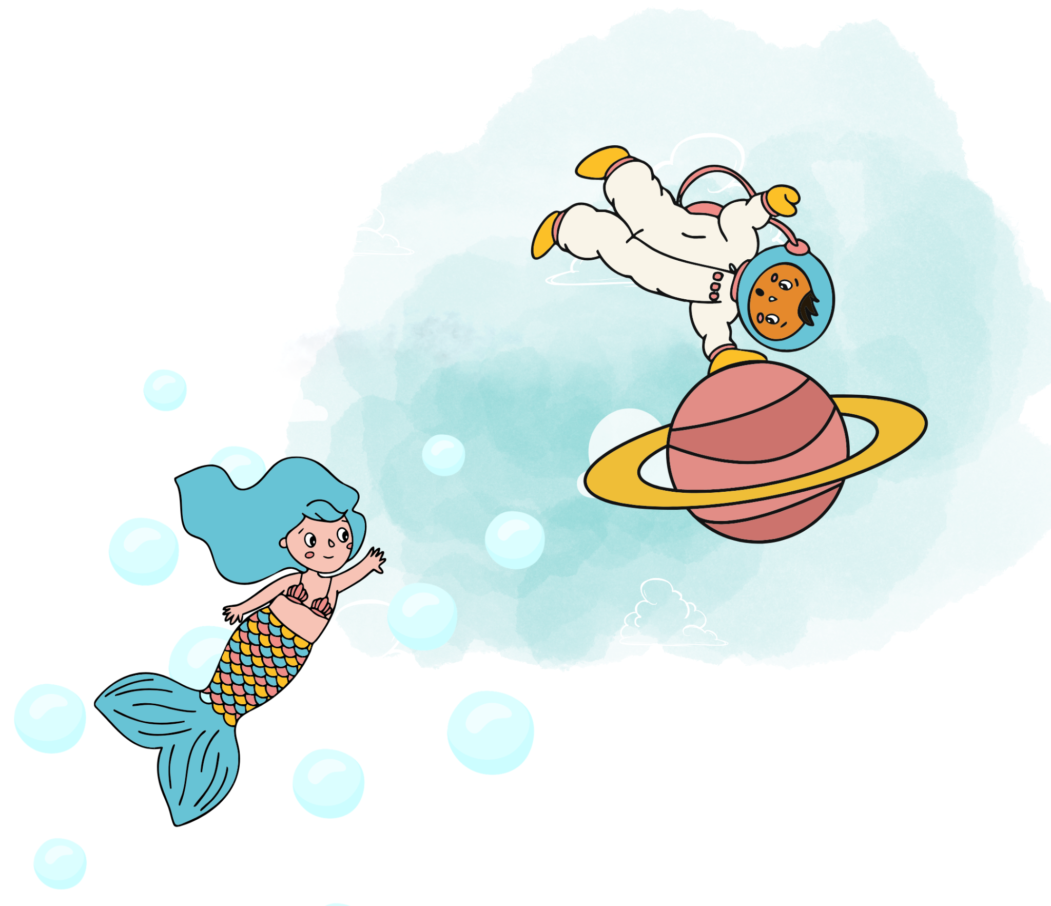 Mia e Leo em seus universos de imaginação