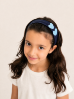 Faixa de cabelo Azul Marinho Corações